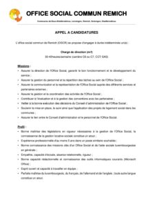 APPEL A CANDIDATURES - Chargé de direction (m/f)