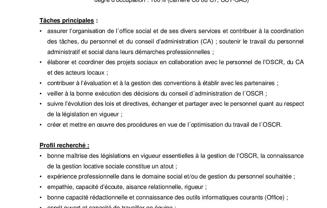Poste vacant – Coordinateur (m/f/d)